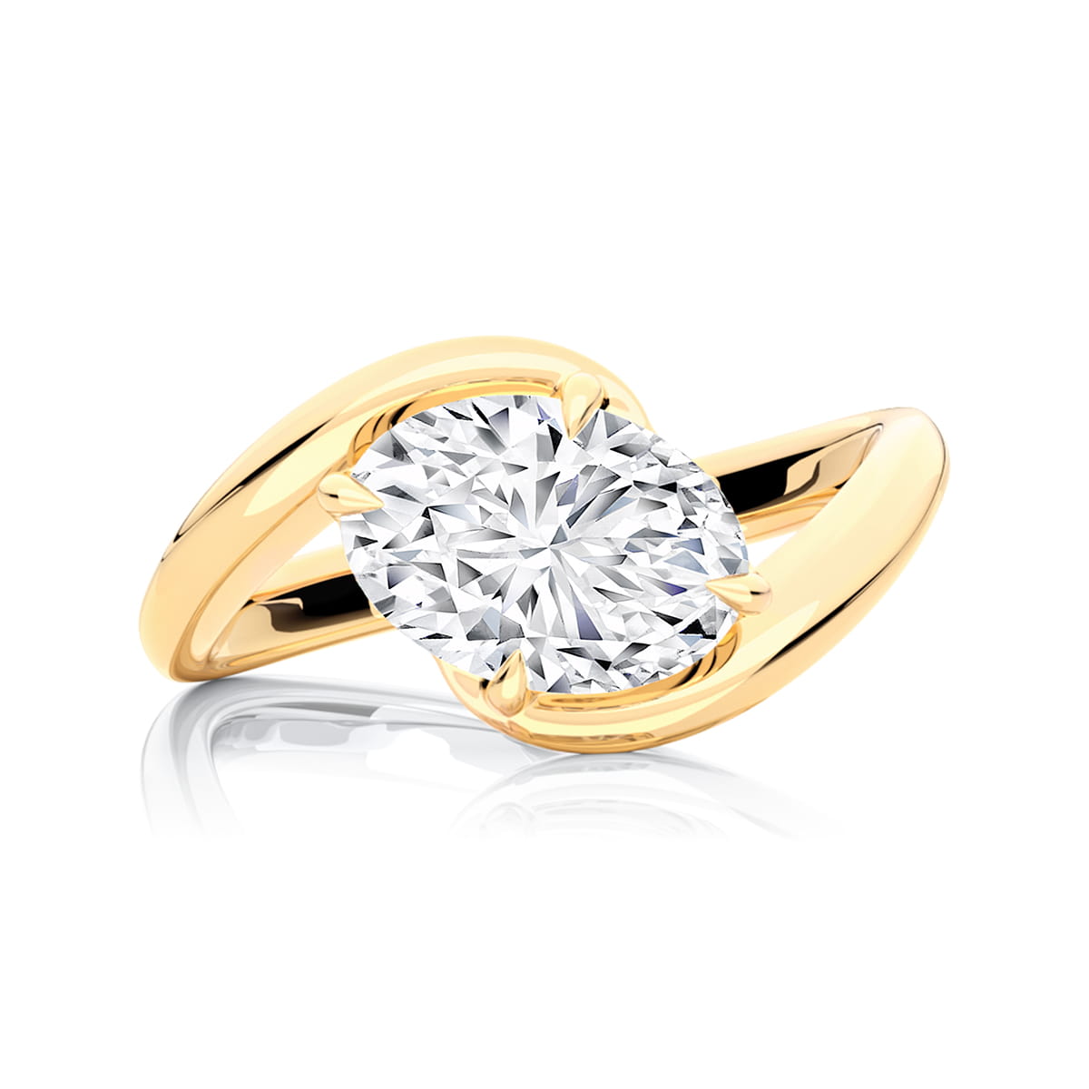Oval Diamond Solitaire Engagement Ring in Yellow Gold | Jena