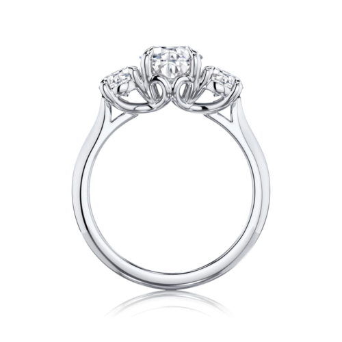Oval Diamond Three Stone Engagement Ring in Platinum | Oval Trilogy