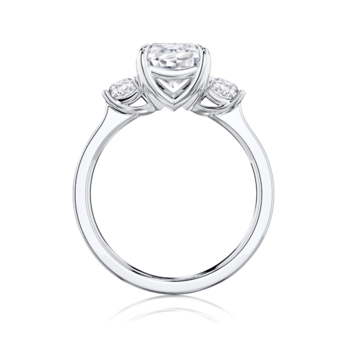 Emerald Diamond Three Stone Engagement Ring in Platinum | Raleigh (Emerald Cut)