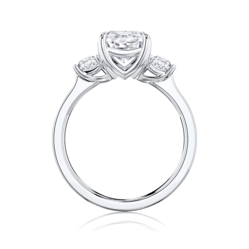 Emerald Diamond Three Stone Engagement Ring in White Gold | Raleigh (Emerald Cut)