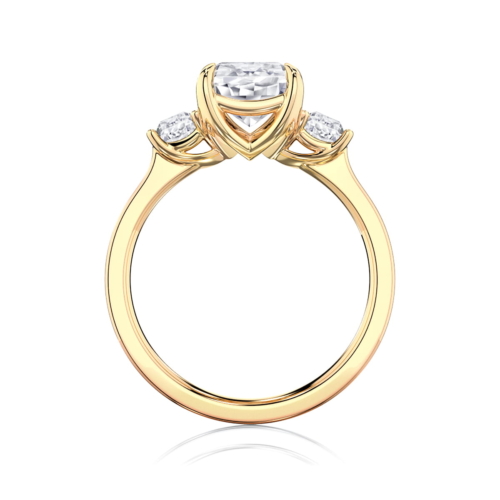 Emerald Diamond Three Stone Engagement Ring in Yellow Gold | Raleigh (Emerald Cut)