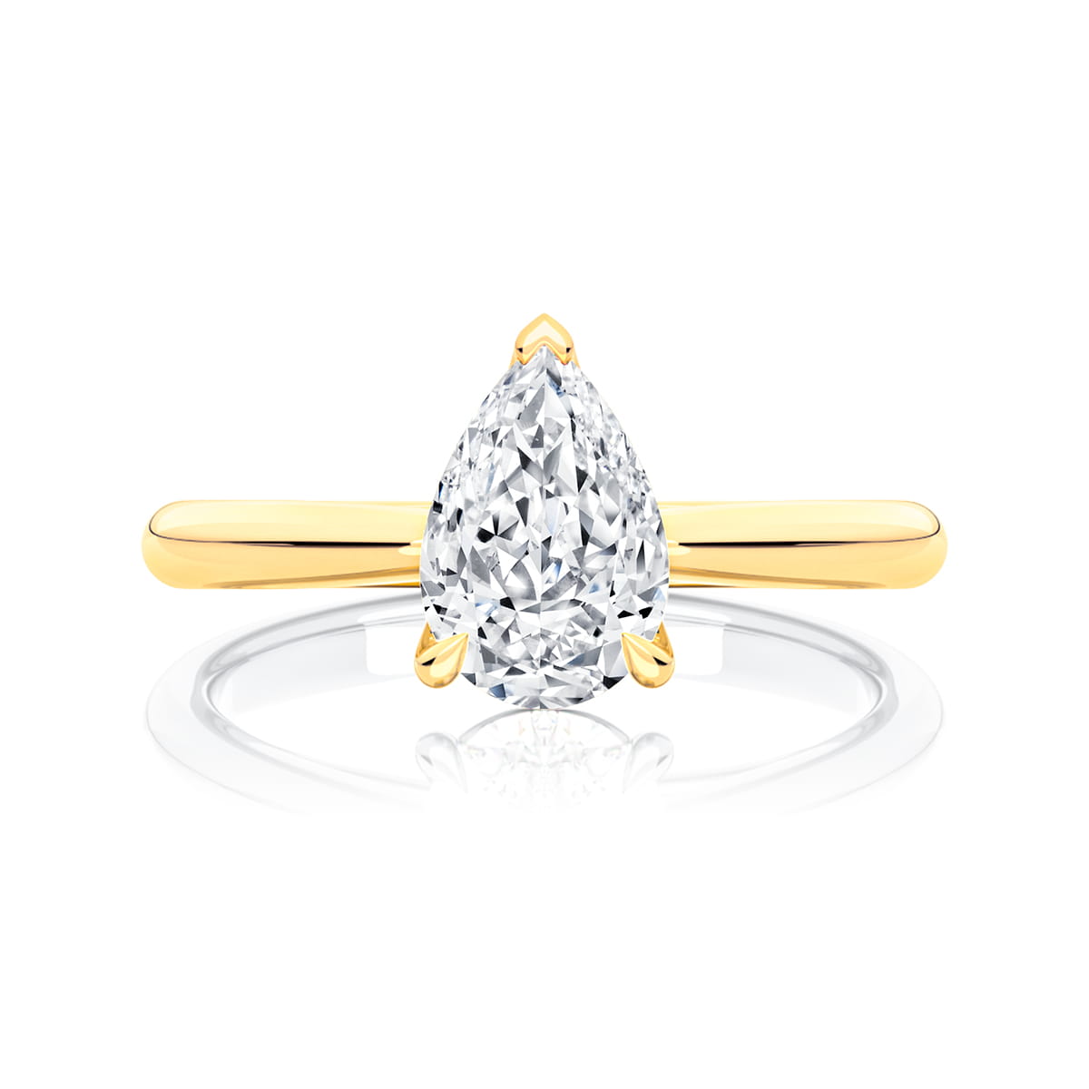 Pear Diamond Solitaire Engagement Ring in Yellow Gold | Alandra Pear